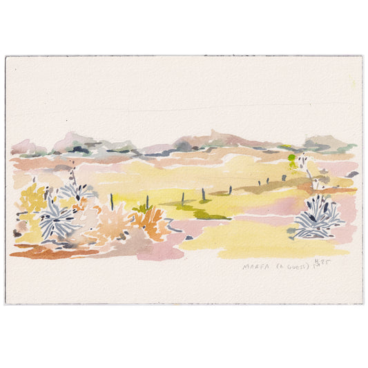 Original Framed Watercolor Study - Marfa