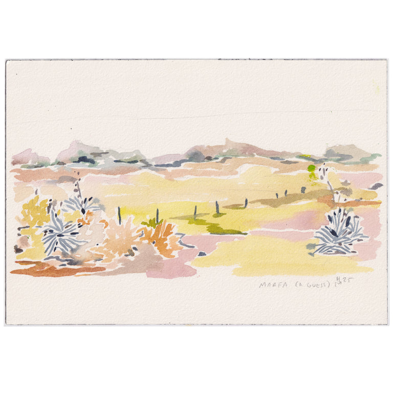 Original Framed Watercolor Study - Marfa